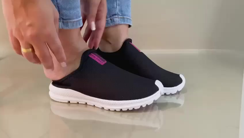 Tênis Meia Feminino Calce Fácil slip on Ortopédico Esportivo Leve e Confortável Casual Academia