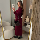 Vestido com manga anastacia canelado fio modal premium outono e inverno