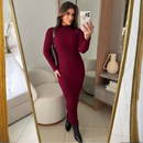 Vestido com manga anastacia canelado fio modal premium outono e inverno