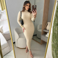 Vestido com manga anastacia canelado fio modal premium outono e inverno