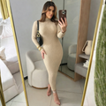 Vestido com manga anastacia canelado fio modal premium outono e inverno