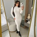 Vestido com manga anastacia canelado fio modal premium outono e inverno
