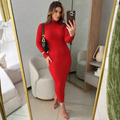 Vestido com manga anastacia canelado fio modal premium outono e inverno