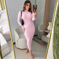 Vestido com manga anastacia canelado fio modal premium outono e inverno