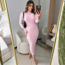 Vestido com manga anastacia canelado fio modal premium outono e inverno