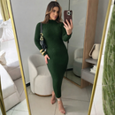 Vestido com manga anastacia canelado fio modal premium outono e inverno