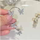 Brinco Borboletas gancho para orelha Strass ear cuff aesthetic fada fairy pressão brincos feminino