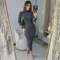 Vestido com manga anastacia canelado fio modal premium outono e inverno