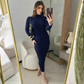 Vestido com manga anastacia canelado fio modal premium outono e inverno
