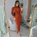 Vestido com manga anastacia canelado fio modal premium outono e inverno