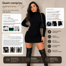 Vestido Feminino Canelado Manga Longa Gola Midi Tubinho Moda Blogueira Balada Inverno São João P ao GG
