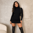 Vestido Feminino Canelado Manga Longa Gola Midi Tubinho Moda Blogueira Balada Inverno São João P ao GG