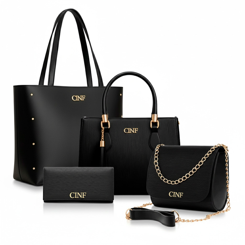 Kit Bolsa Feminina Sacola Grande + Bolsa Média + Tira Colo + Carteira